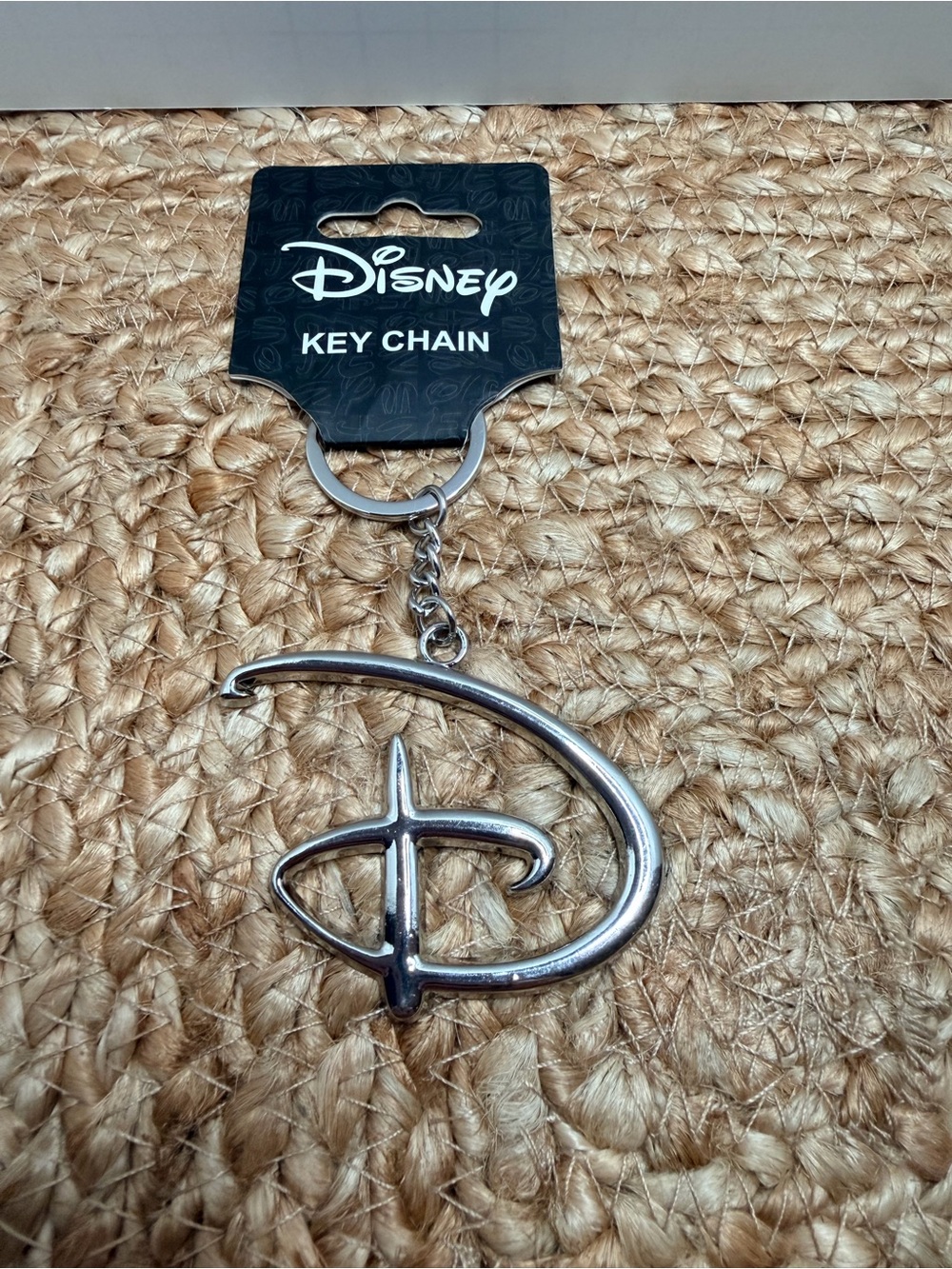 Disney Silver Colored D Logo Key Chain with Tag